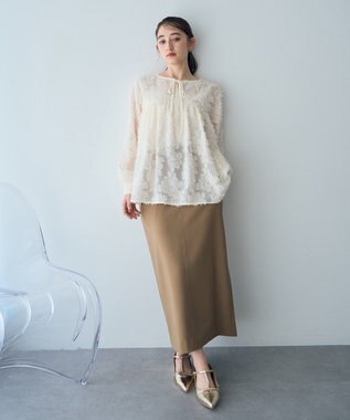 YECCA VECCA タイトロングスカート Gray Beige
