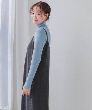 Tiaclasse 【洗える】プリーツキャミワンピース チャコールグレー