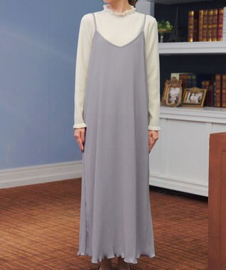 Tiaclasse 【洗える】プリーツキャミワンピース グレージュ