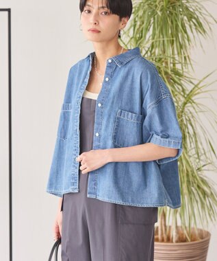 AMERICAN HOLIC Ｗポケットデニムショートシャツ Indigo