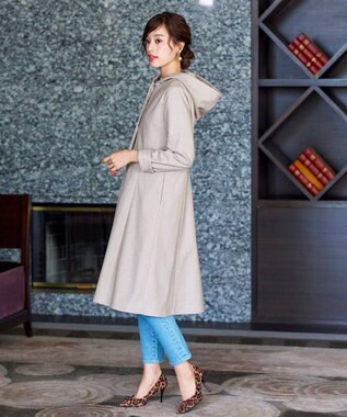 Tiaclasse ウール調フレアフードコート グレージュ