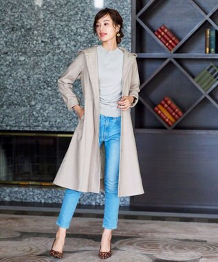 Tiaclasse ウール調フレアフードコート グレージュ