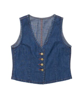 woadblue 【157】Short GILET デニムジレ VINTAGE BLUE