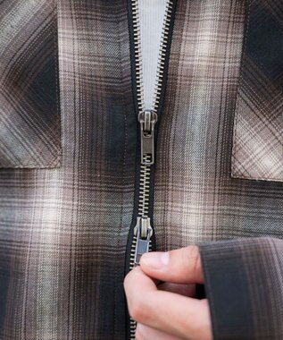 WEGO 【ユニセックス着用ITEM/MLサイズ展開】オンブレチェックシャツジャケット ブラウンチェック1