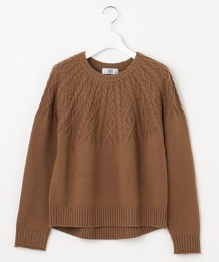 J.PRESS LADIES L 【WEB限定・洗える】 EIGER CORD 求心編み ニット キャメル系