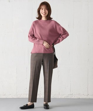 ANY 【ウエストゴム/リントラク加工/裏起毛/ストレッチ】シークレットウォーム　テーパードパンツ ブラウンチェック