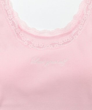 WEGO 【カップ付きインナー】カップインレースタンク ピンク