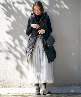 UNFILO 【吸湿発熱】リブ タートルネック ニット ブラック