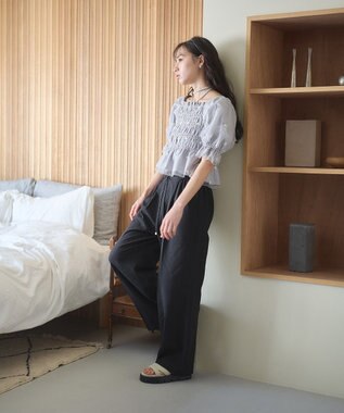 earth music&ecology 【接触冷感/UVカット】リラックスイージーパンツ Black