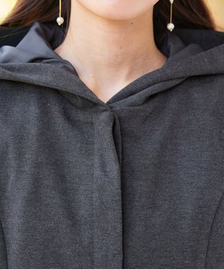 Tiaclasse ウール調フレアフードコート チャコールグレー