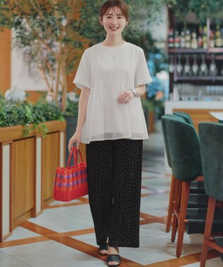 Tiaclasse 【おのののかさん着用】冷凛(ひやりん)カノコカットソーピンタックパンツ ブラックドット