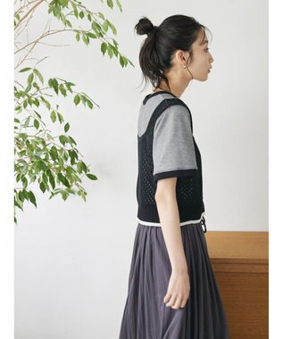 CRAFT STANDARD BOUTIQUE 配色メッシュニットビスチェ Black