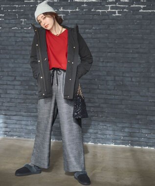 ANY SIS 【CICA加工・選べる9色展開】クルーネックバックスリット ニット 赤