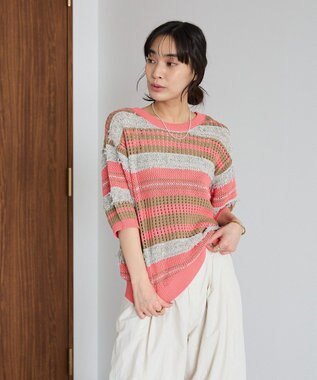 CRAFT STANDARD BOUTIQUE マルチカラーファンシーニットプルオーバー Pink