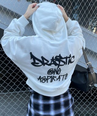 WEGO ハンドライティングショートパーカー ホワイト