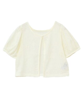 earth music&ecology フラワーコード刺繍カーディガン Ivory