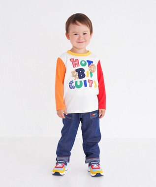 MIKI HOUSE HOT BISCUITS 【80-120cm】 カラフルロゴ 長袖Tシャツ マルチカラー