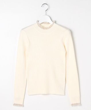 Feroux シアーフリル・ハイネックリブプルオーバー ホワイト系