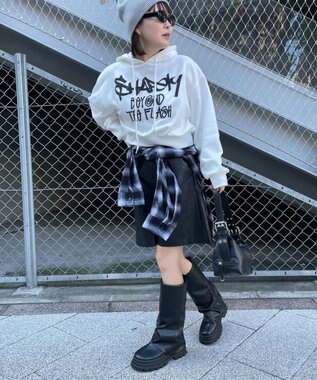 WEGO ハンドライティングショートパーカー ホワイト