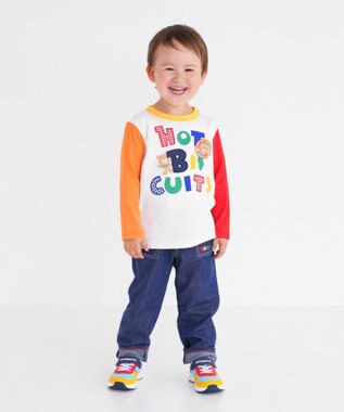 MIKI HOUSE HOT BISCUITS 【80-120cm】 カラフルロゴ 長袖Tシャツ マルチカラー