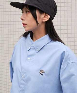 WEGO 【ユニセックス着用ITEM/MLサイズ展開】オックスフォードワンポイントシャツ（SS） サックス