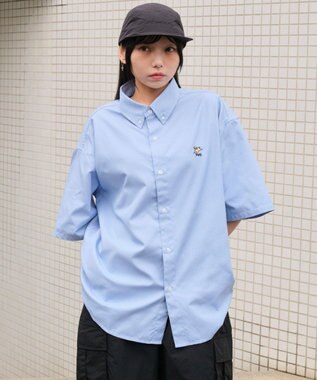 WEGO 【ユニセックス着用ITEM/MLサイズ展開】オックスフォードワンポイントシャツ（SS） サックス