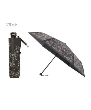 MOONBAT 【遮光率100％/遮熱/UV】LANVIN en Bleu (ランバン オン ブルー)晴雨兼用日傘 ドローイング フラワー 花柄 折りたたみ傘 簡単開閉 ブラック