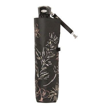 MOONBAT 【遮光率100％/遮熱/UV】LANVIN en Bleu (ランバン オン ブルー)晴雨兼用日傘 ドローイング フラワー 花柄 折りたたみ傘 簡単開閉 ブラック