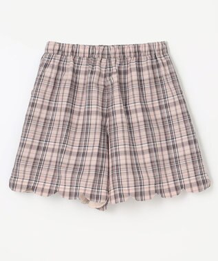 ANY KIDS 裾 スカラップ チェック パンツ ベージュ系チェック