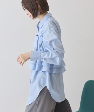 AMERICAN HOLIC 【2点セット・イージーケア】ビスチェ＋シャツ Stripe Sax