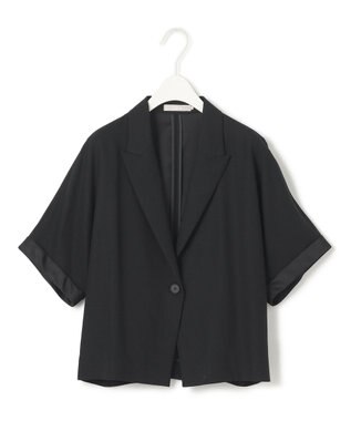 ICB 【UVケア・接触冷感・速乾・防シワ・洗える】 FluidBackSatin クロップドジャケット ブラック系