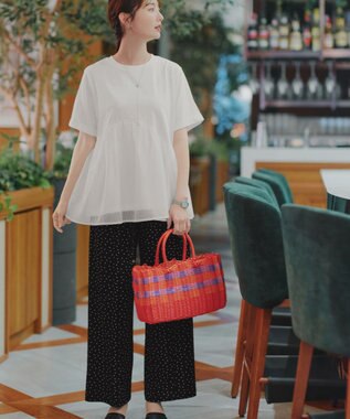 Tiaclasse 【おのののかさん着用】冷凛(ひやりん)カノコカットソーピンタックパンツ ブラックドット