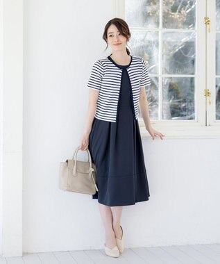 Tiaclasse 【洗える】ボレロ＆ワンピースセット ネイビー