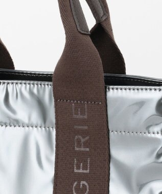 LA BAGAGERIE ソフトエナメル　ロゴテープ2WAYトートバッグ　Mサイズ ガンメタリック