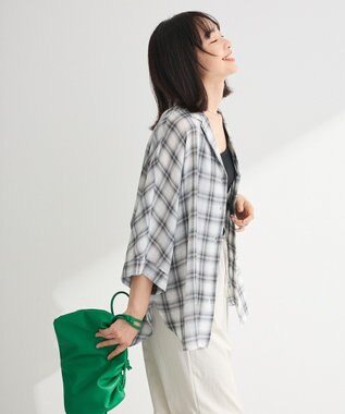 Green Parks 開襟シアーシャツジャケット Check