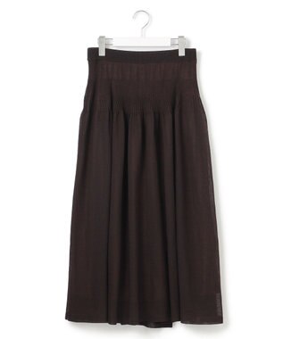 23区 L 【洗える】シャイニーシアーニット フレア スカート ダークブラウン系