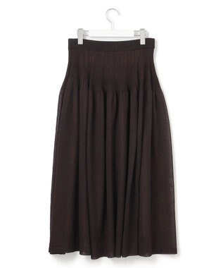 23区 L 【洗える】シャイニーシアーニット フレア スカート ダークブラウン系