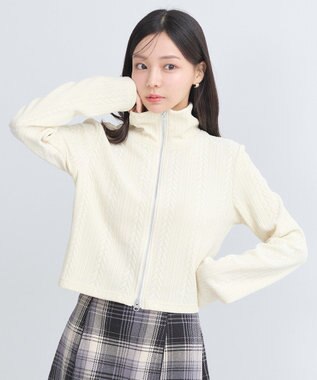 earth music&ecology ベロアケーブルＺｉｐカーディガン