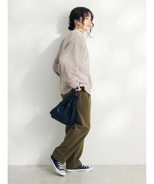 CRAFT STANDARD BOUTIQUE 洗えるコードモールクルーネックカーデイガン Gray Beige