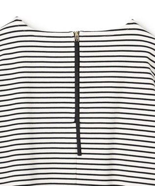 UNFILO L ハイツイストスムース バックZIP ボーダートップス オフ×ブラック