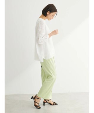 Green Parks インド綿 SET２点 刺繍７分丈ブラウス＋タンクトップ Off White