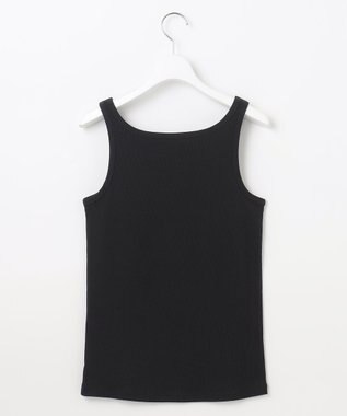 自由区 【洗える】ソフトリブテレコ タンクトップ ブラック