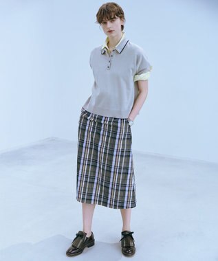 J.PRESS LADIES 【洗える】ECO DOBBY チェック スカート グレー系3