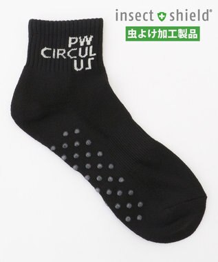 PW CIRCULUS 【虫よけ加工】【MEN】ブランドロゴ ショートソックス  ゴルフ ブラック系
