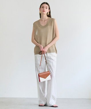 BEIGE， MORION / リネン レイヤードニット Flax×Ecru