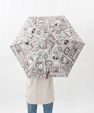 AURORA 【 Beaurance （ビューランス）】プリント額縁柄晴雨兼用傘（折りたたみ傘） ペールピンク