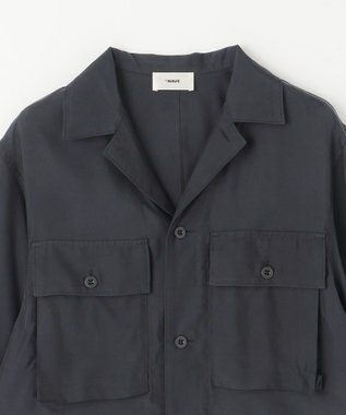 NAVE 【ReNAVE・セットアップ可/洗える/UVケア/接触冷感】フィブリルシャンブレー オープンカラーシャツ ブラック系