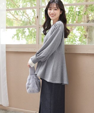 Tiaclasse 【吸水発熱・洗える】袖口ドッキングカットソープルオーバー グレー