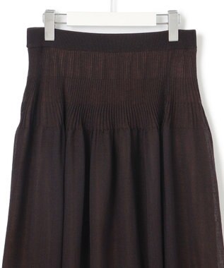 23区 L 【洗える】シャイニーシアーニット フレア スカート ダークブラウン系