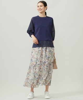 自由区 ハイツイストコットンアセテートプルオーバー ニット インディゴブルー